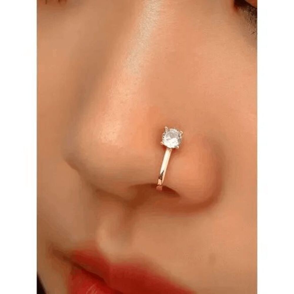 GOLD DIAMOND NOSE RING CUFF